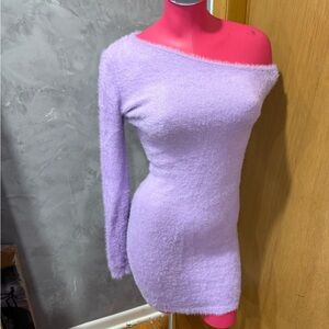 Fashion Nova Lilac Off-Shoulder Sweater